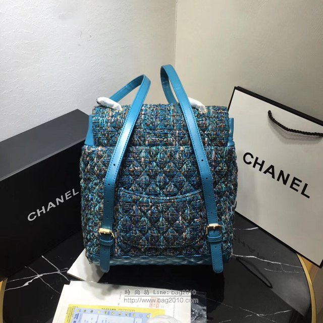 Chanel女包 Chanel最新編織紅金斜紋 91122中號 雙肩背包 呢料系列 香奈兒後背包 Chanel新款雙肩包  djc3243